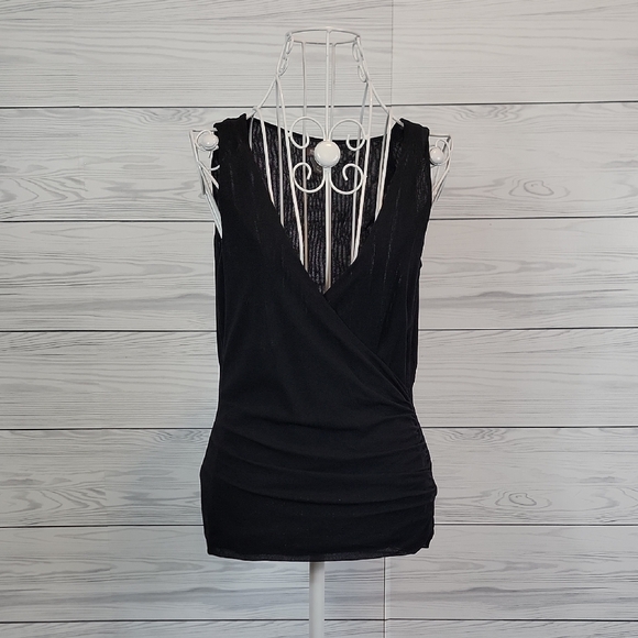 Kenneth Cole Reaction Tops - Kenneth Cole Reaction Top Sleeveless Faux Wrap - Black Womens Size S